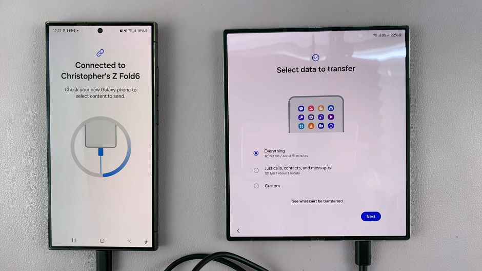 Select Data To Transfer to Galaxy Z Fold 6