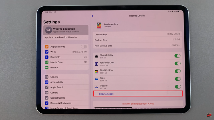 How To Enable iCloud Backups For Specific Apps On iPad