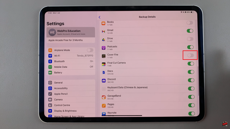 How To Enable iCloud Backups For Specific Apps On iPad