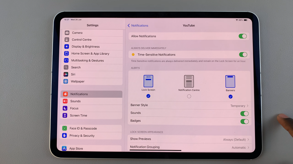 Hide Specific App Notifications From Notification Center On iPad