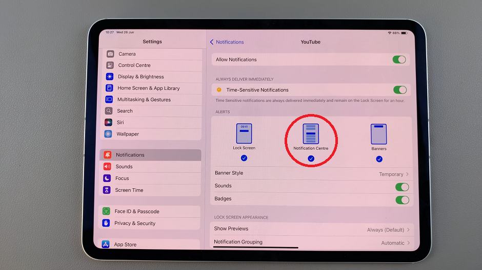 How To Hide Specific App Notifications From Notification Center On iPad