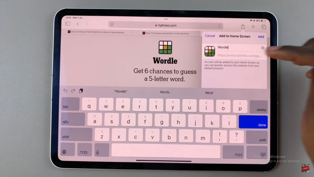 Add Wordle Icon To Your iPad Home Screen