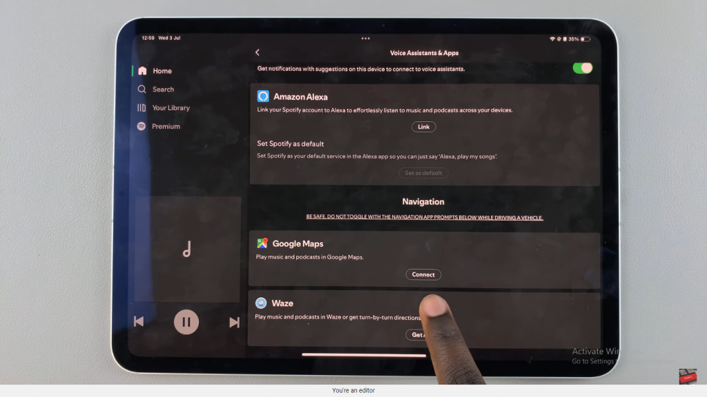 Use Spotify Inside Google Maps On iPad