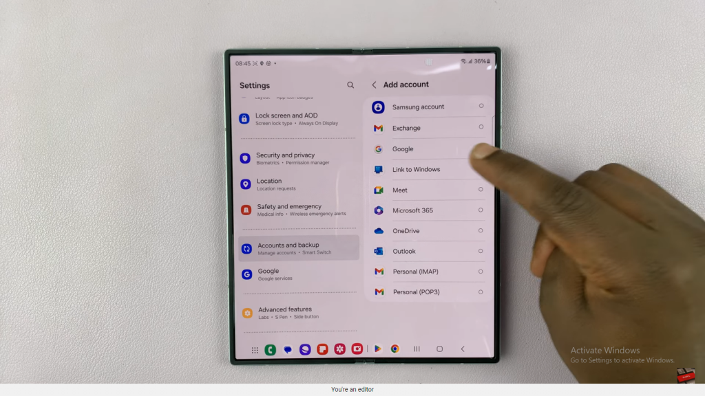  Add a Google Account To Samsung Galaxy Z Fold 6