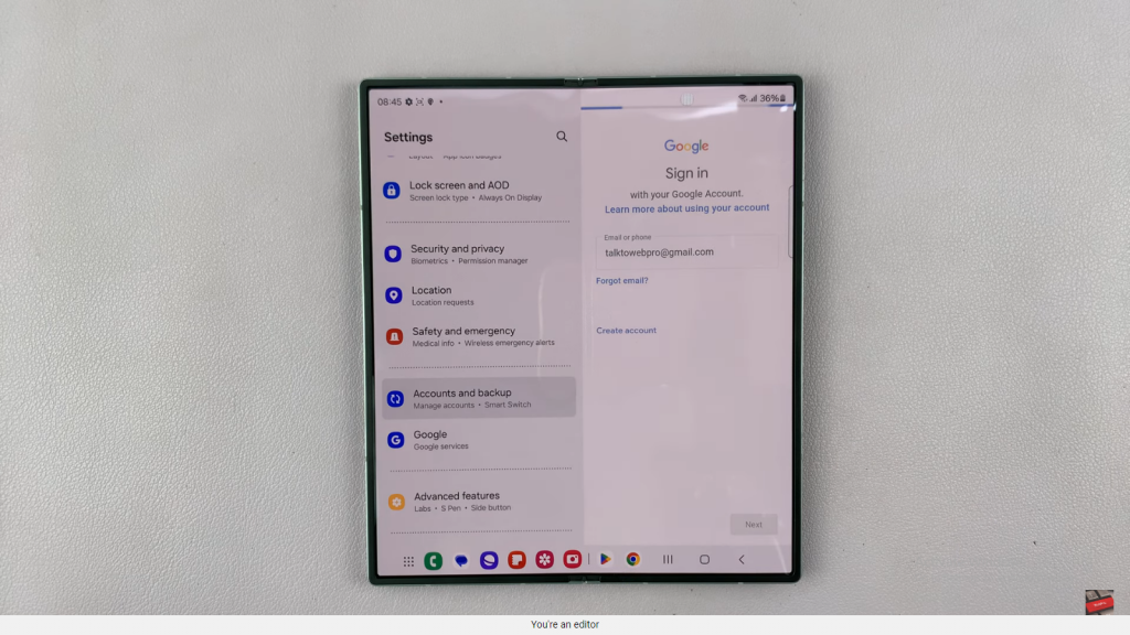  Add a Google Account To Samsung Galaxy Z Fold 6