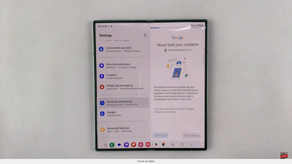  Add a Google Account To Samsung Galaxy Z Fold 6