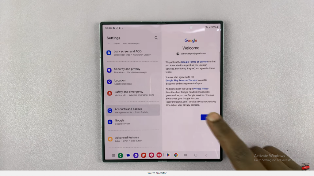  Add a Google Account To Samsung Galaxy Z Fold 6