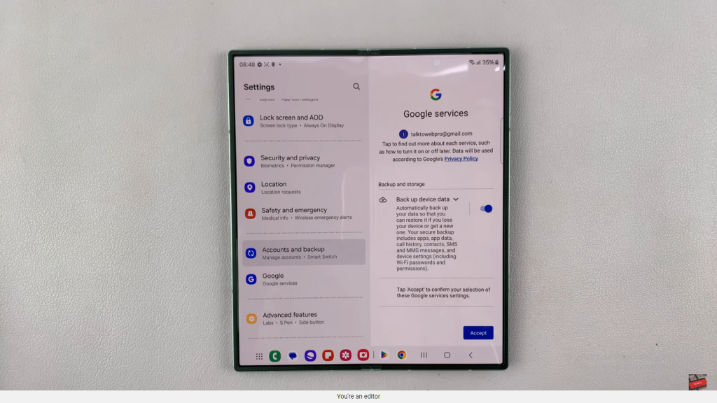  Add a Google Account To Samsung Galaxy Z Fold 6