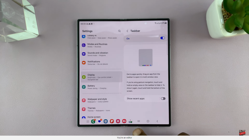 Customize Taskbar On Samsung Galaxy Z Fold 6