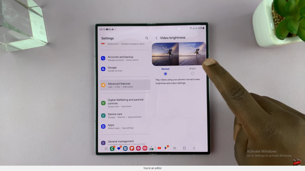 Enable or Disable Video Brightness On Samsung Galaxy Z Fold 6