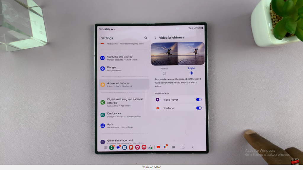 Enable or Disable Video Brightness On Samsung Galaxy Z Fold 6