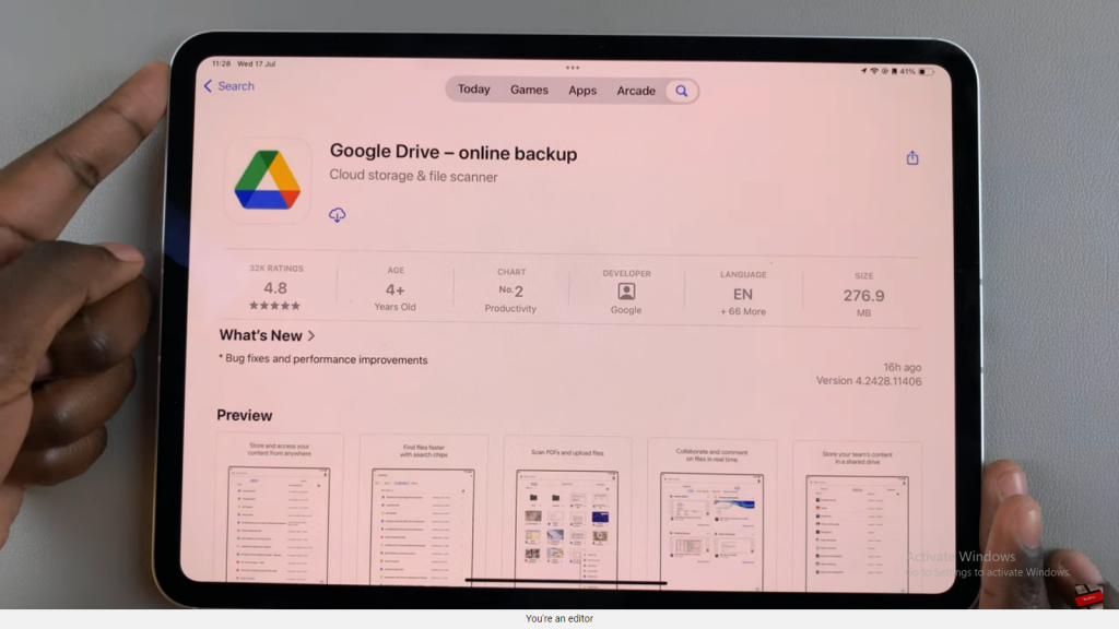 Install Google Drive On iPad