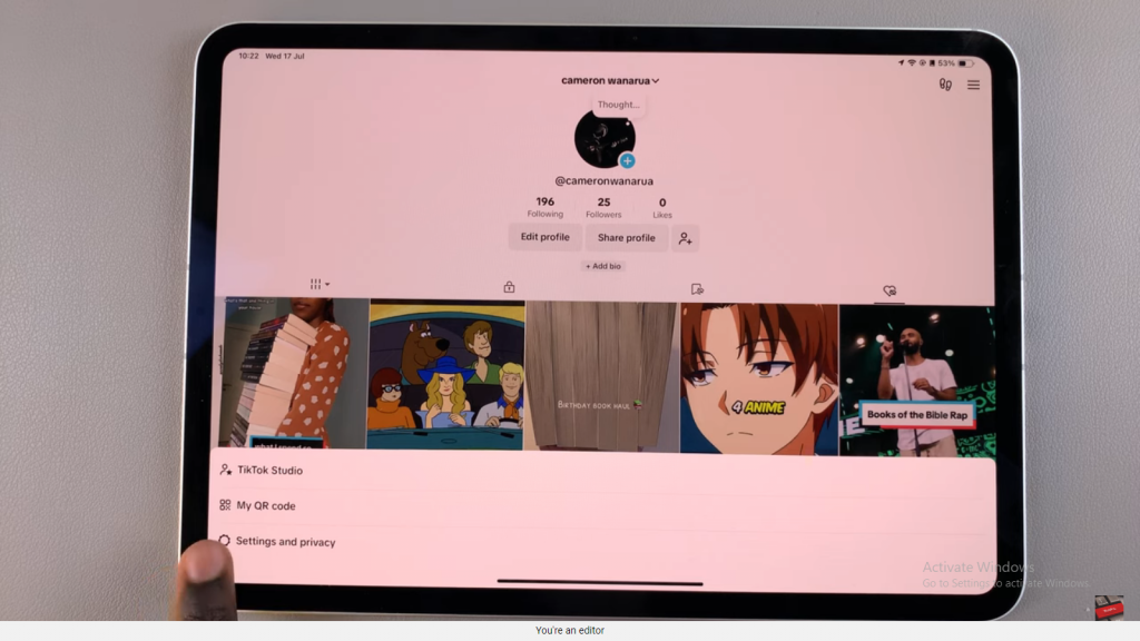 Enable Dark Mode In TikTok On iPad