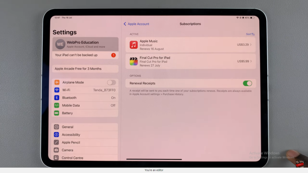 Cancel Subscriptions On iPad