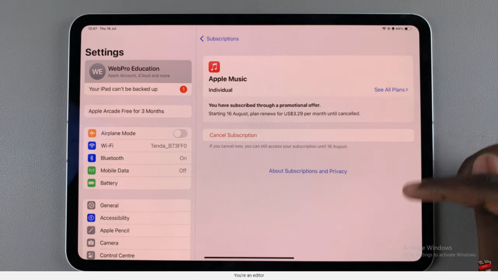 Cancel Subscriptions On iPad