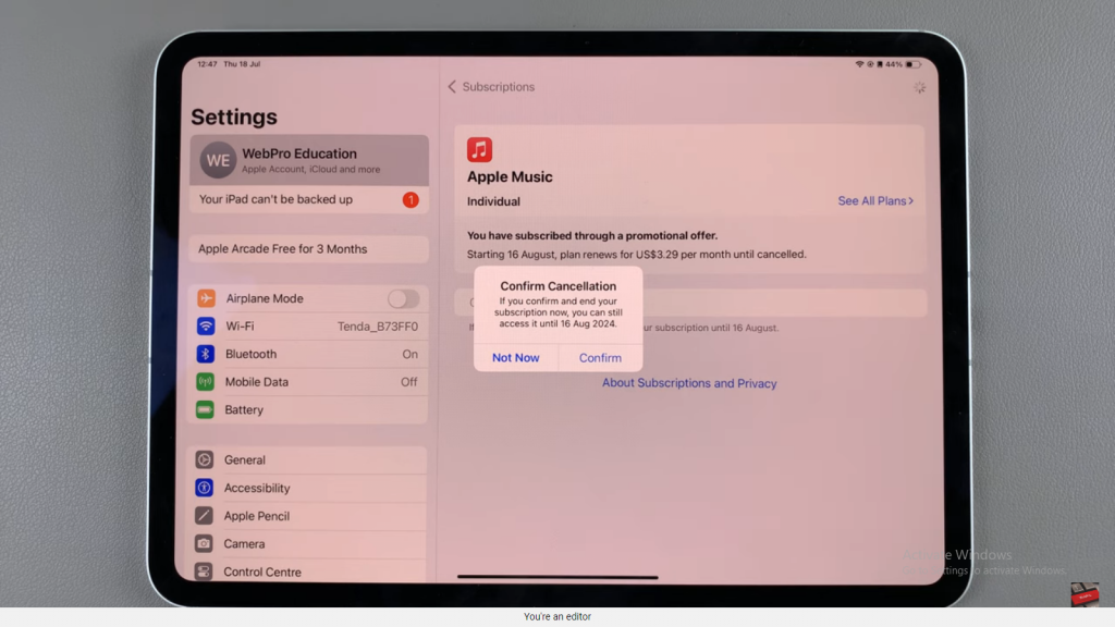 Cancel Subscriptions On iPad