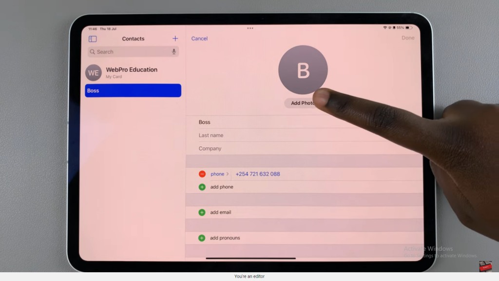 Add Contact Photo On iPad