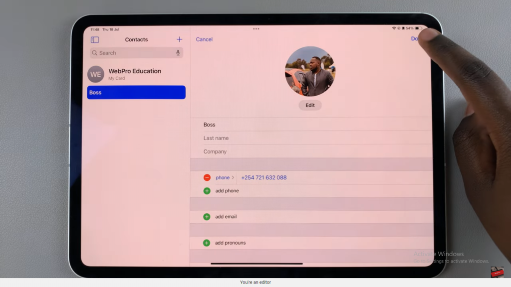 Add Contact Photo On iPad