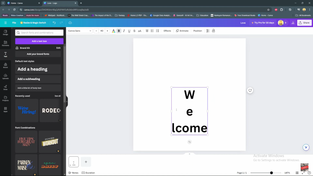 Make Vertical Text In Canva