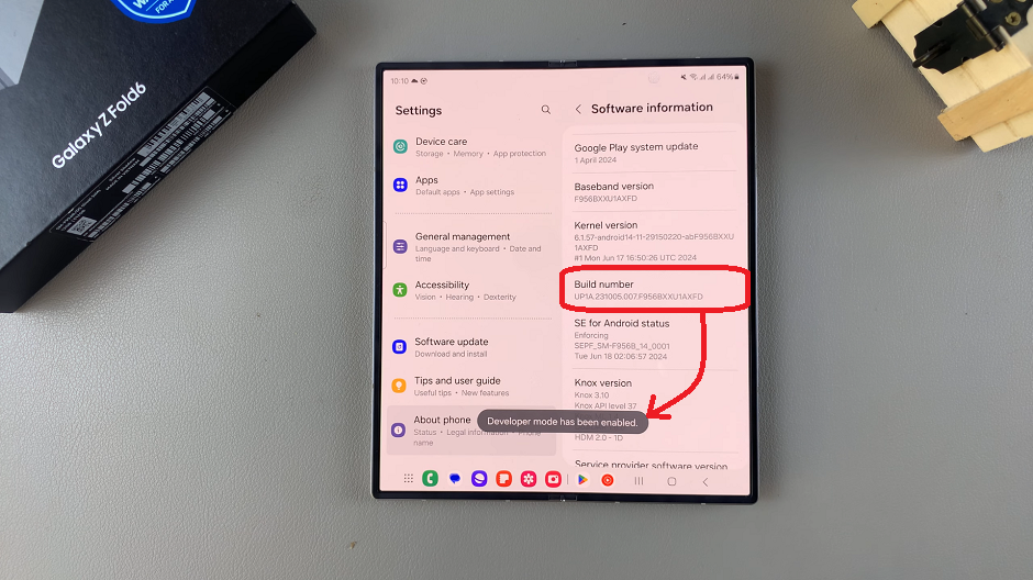 Enable Developer Options On Galaxy Z Fold 6