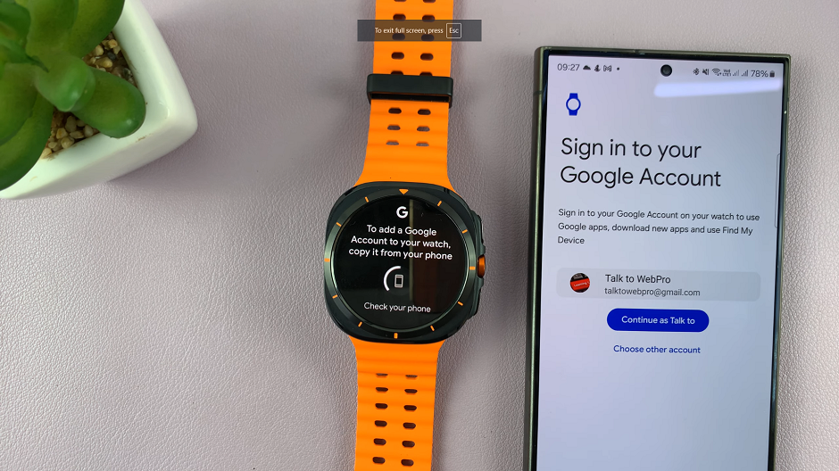 Add a Google Account To Samsung Galaxy Watch Ultra