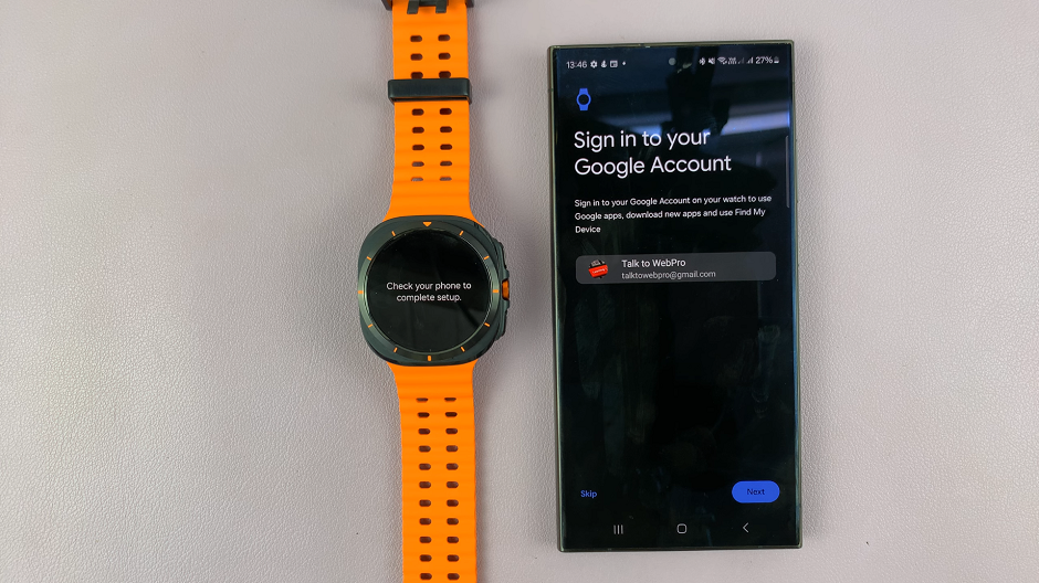 Sign In To google Account On Galaxy Watch Ultra