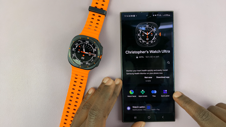 Quick panel Settings On Samsung Galaxy Watch Ultra