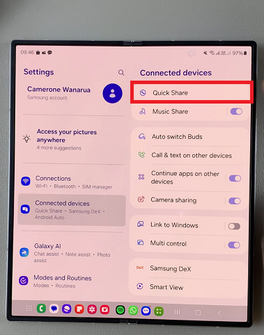 How To Turn Quick Share (Nearby Sharing) ON / OFF On Galaxy Z Fold 6