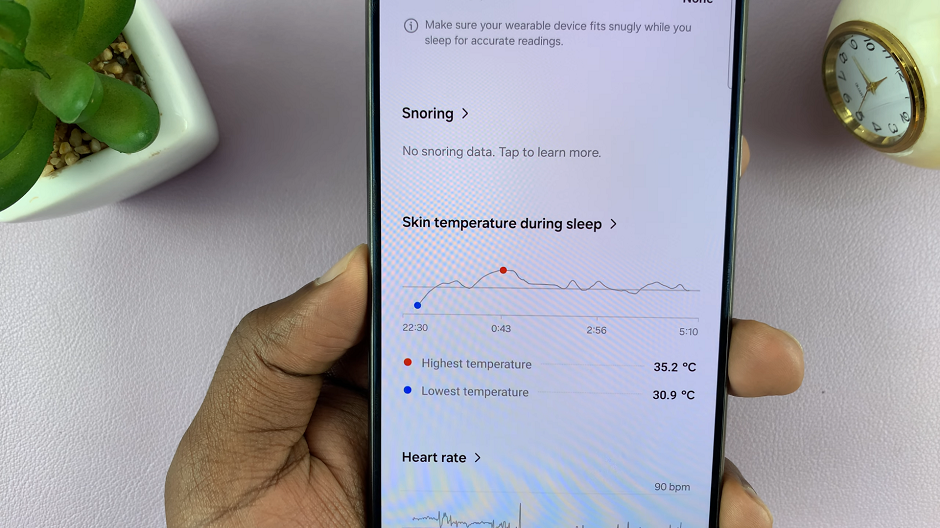 Skin Temperature During Sleep Data On Galaxy Watch Ultra