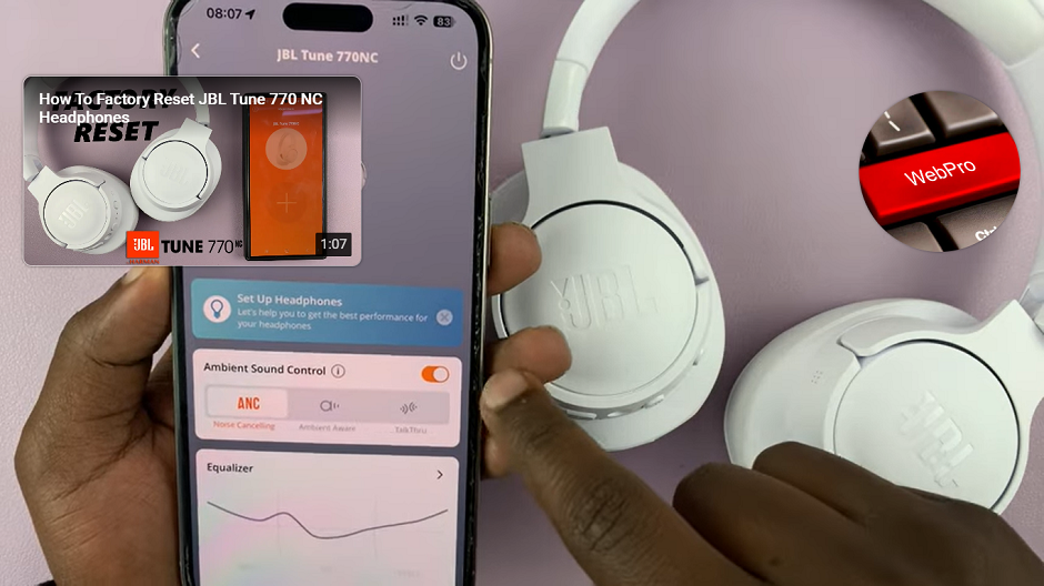 How To Turn Ambient Sound Control ON / OFF On JBL Tune 770 NC Headphones.