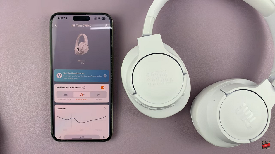 How To Turn Ambient Sound Control ON / OFF On JBL Tune 770 NC Headphones.