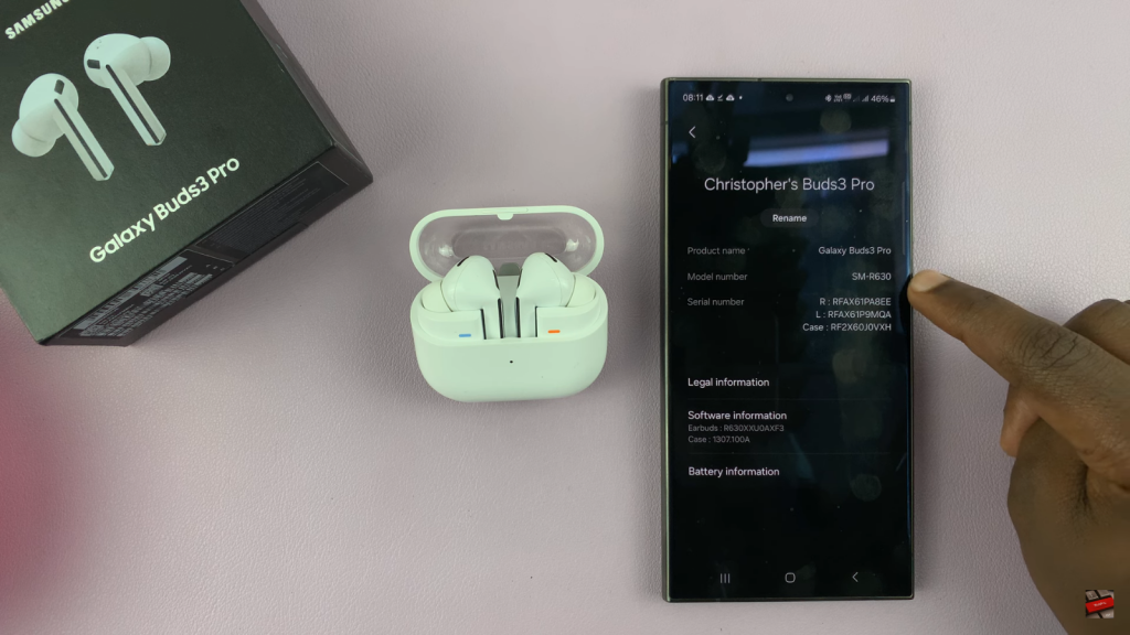 See Serial Number & Model Number Of Samsung Galaxy Buds 3 Pro