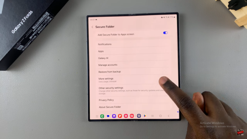 Delete Secure Folder On Samsung Galaxy Z Fold 6