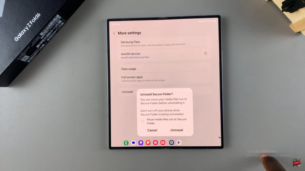 Delete Secure Folder On Samsung Galaxy Z Fold 6