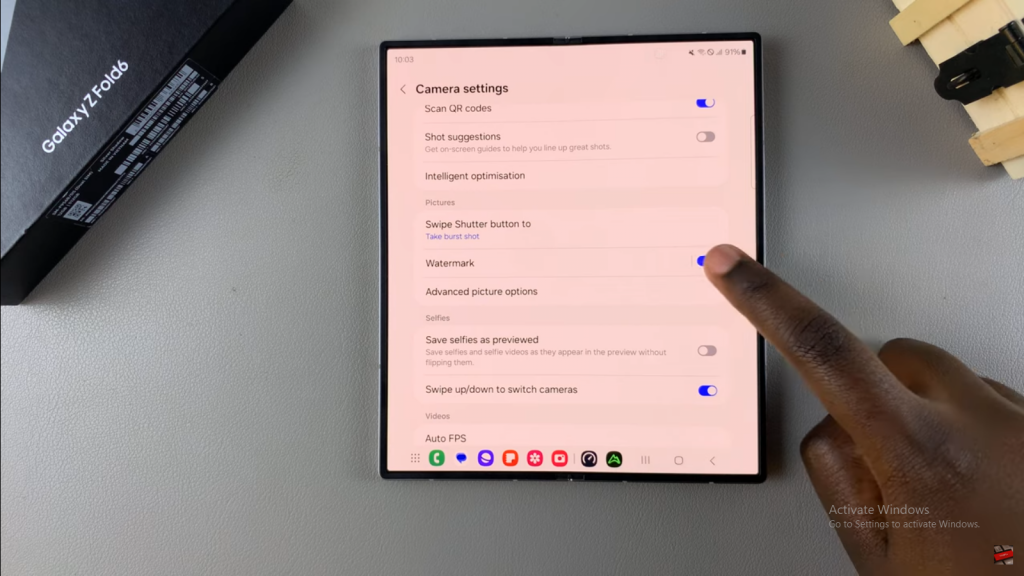 Disable Watermarks On Samsung Galaxy Z Fold 6