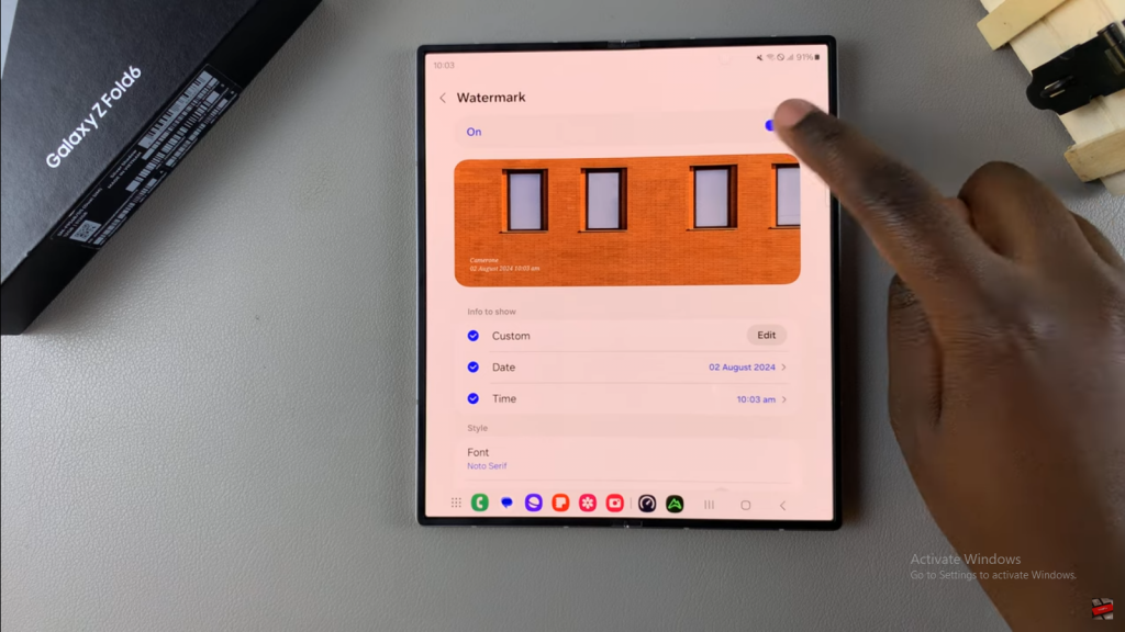 Disable Watermarks On Samsung Galaxy Z Fold 6