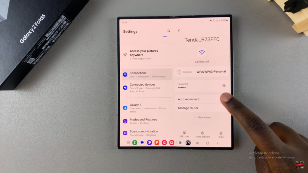 Turn Wi Fi Auto Reconnect On or Off On Samsung Galaxy Z Fold 6