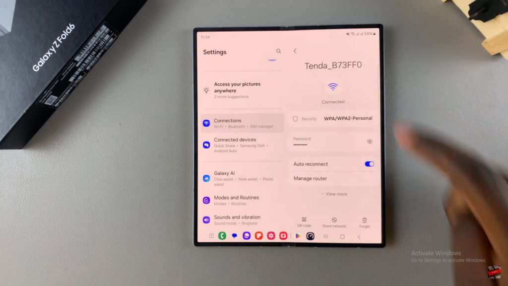 Turn Wi Fi Auto Reconnect On or Off On Samsung Galaxy Z Fold 6