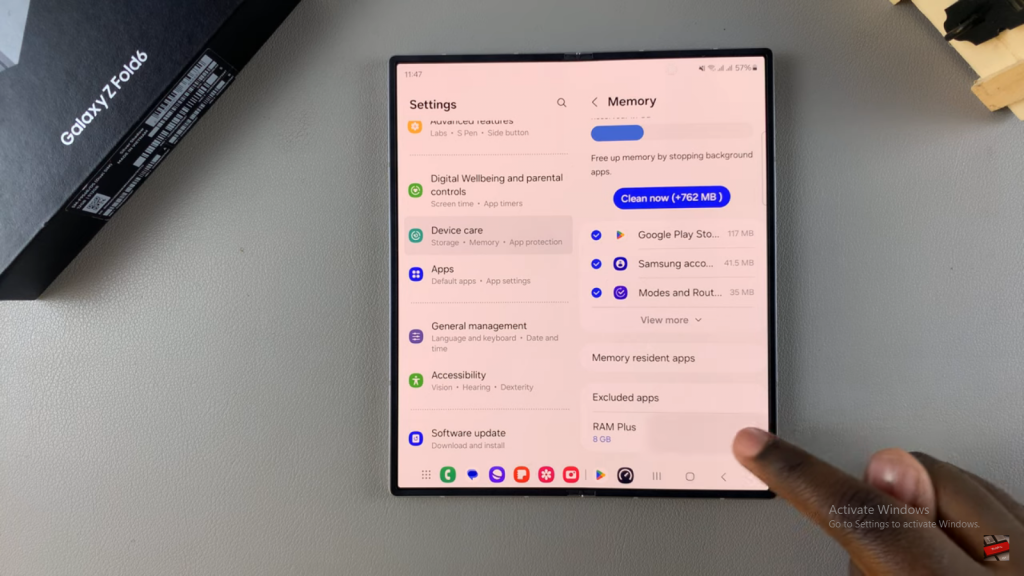 Disable RAM Plus On Samsung Galaxy Z Fold 6