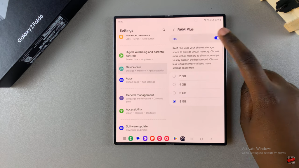 Disable RAM Plus On Samsung Galaxy Z Fold 6