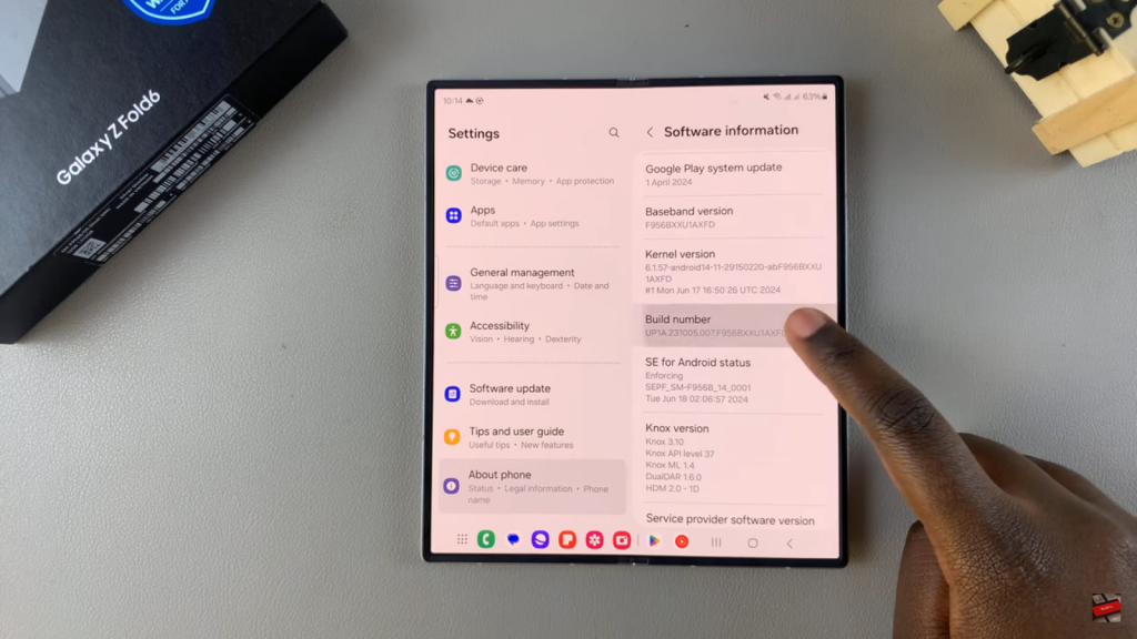 Enable Developer Options & USB Debugging On Samsung Galaxy Z Fold 6