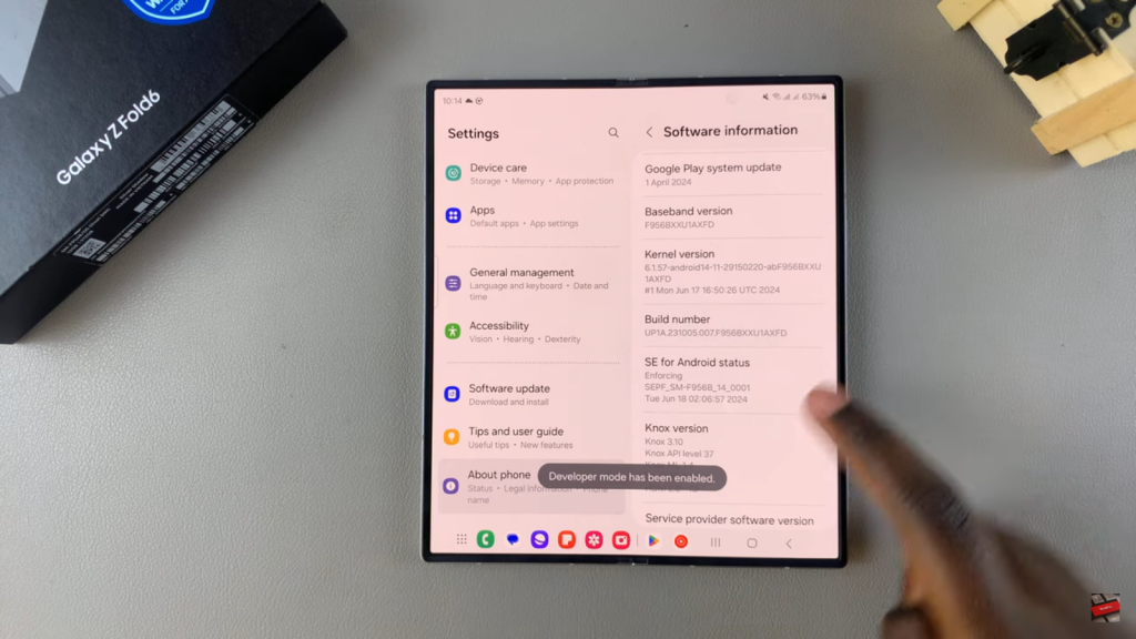 Enable Developer Options & USB Debugging On Samsung Galaxy Z Fold 6