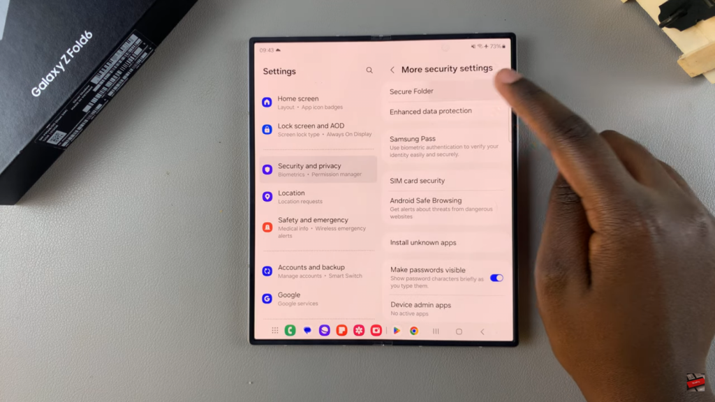  Hide/ Unhide Secure Folder On Samsung Galaxy Z Fold 6