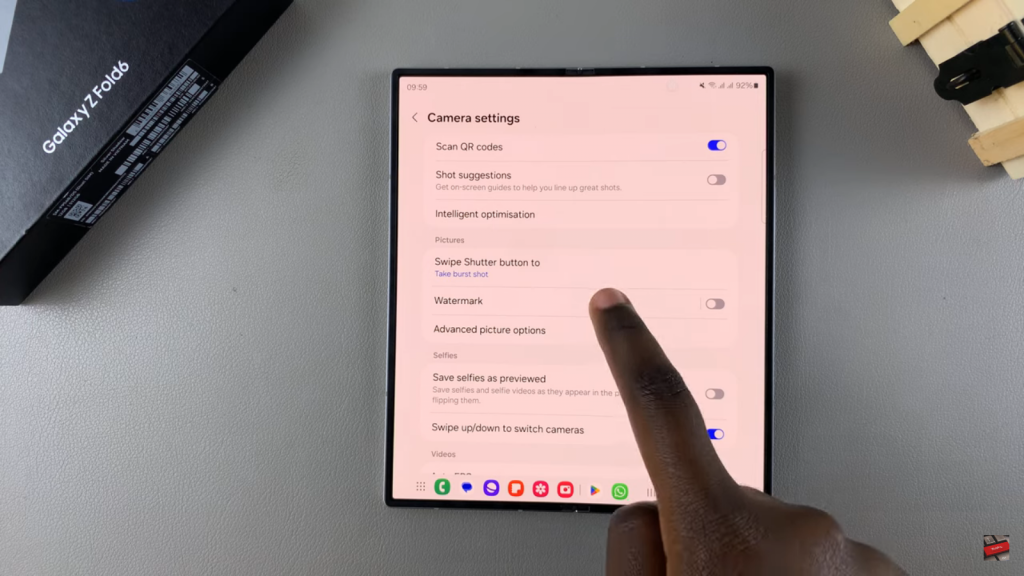 Enable Watermarks On Samsung Galaxy Z Fold 6