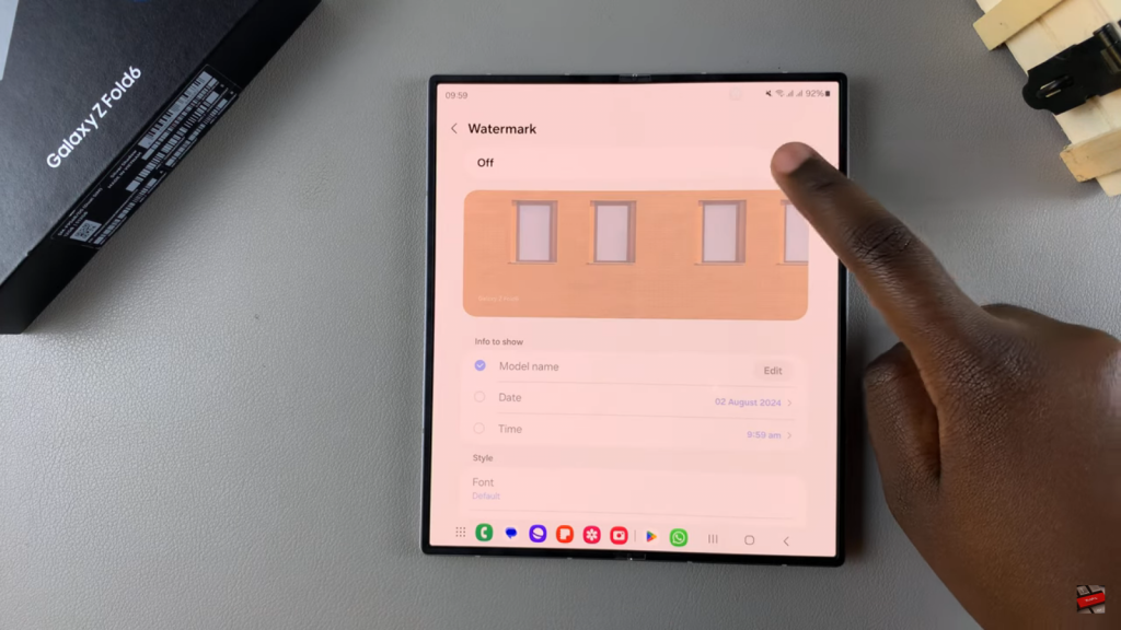 Enable Watermarks On Samsung Galaxy Z Fold 6