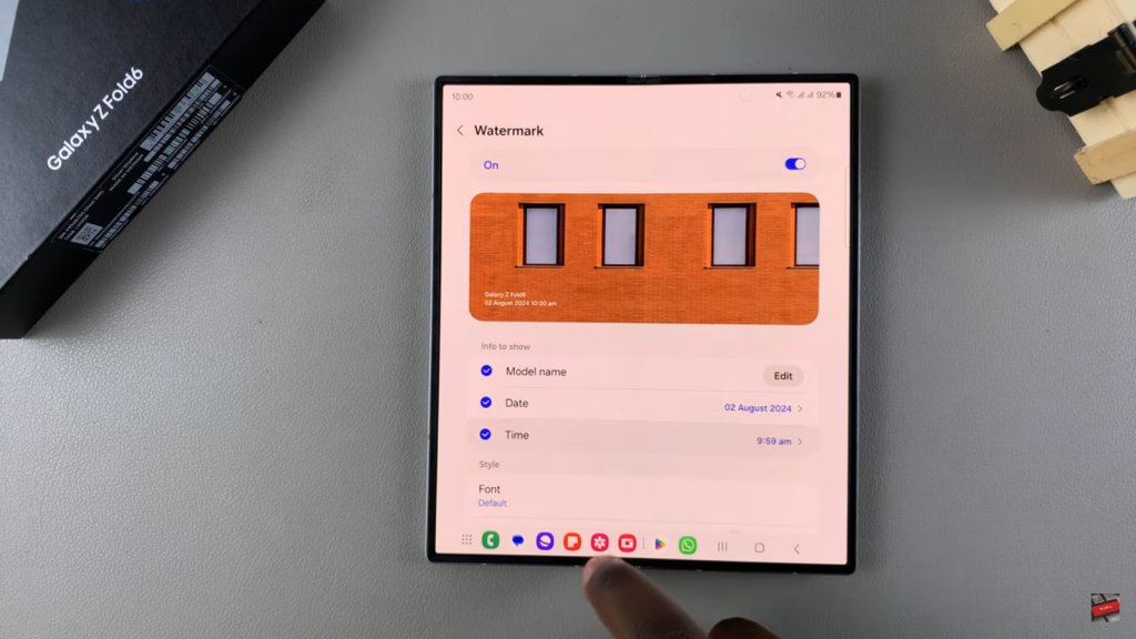 Enable Watermarks On Samsung Galaxy Z Fold 6