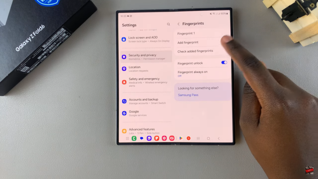 Add Fingerprint On Samsung Galaxy Z Fold 6