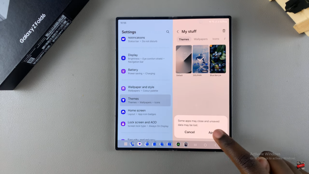 Revert To Default Theme On Samsung Galaxy Z Fold 6