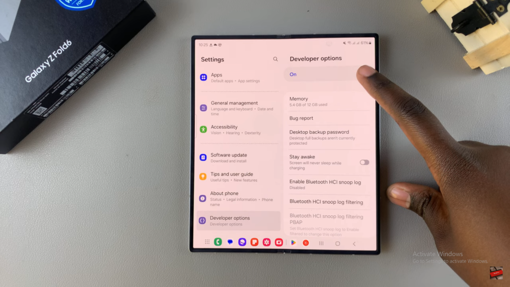 Disable Developer Options On Samsung Galaxy Z Fold 6