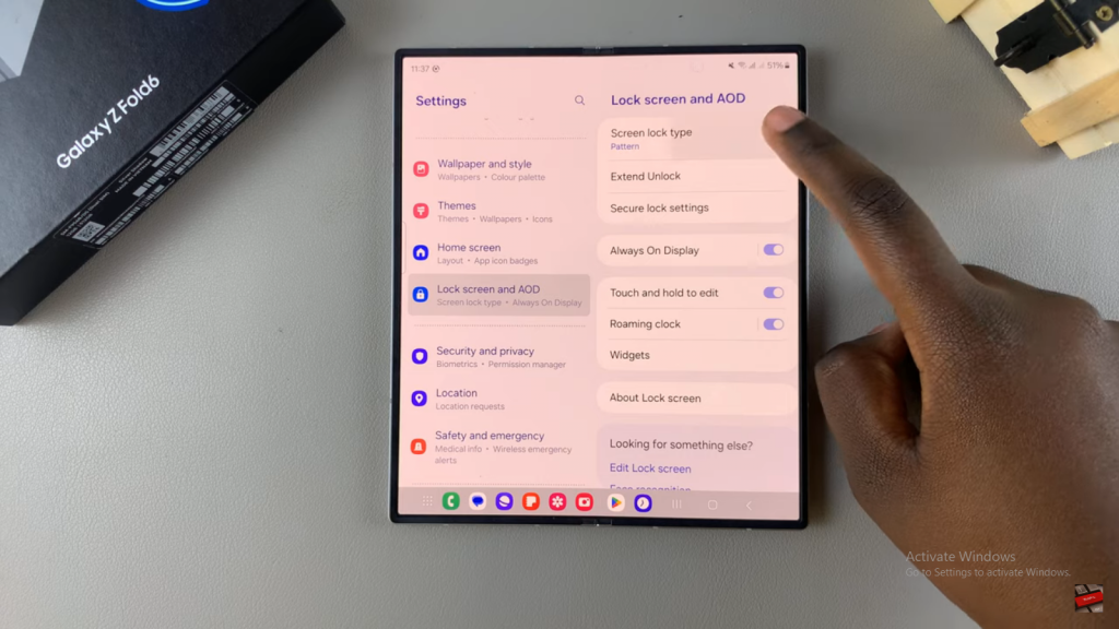 Change Lock Screen Type To Swipe On Samsung Galaxy Z Fold 6